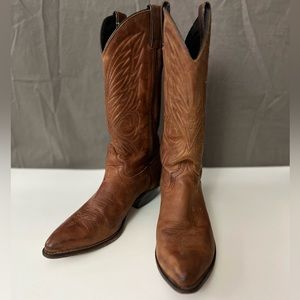 Code West Shoes Womens 7 Western Boots Brown Leather Pull On Cowboy Embroidered